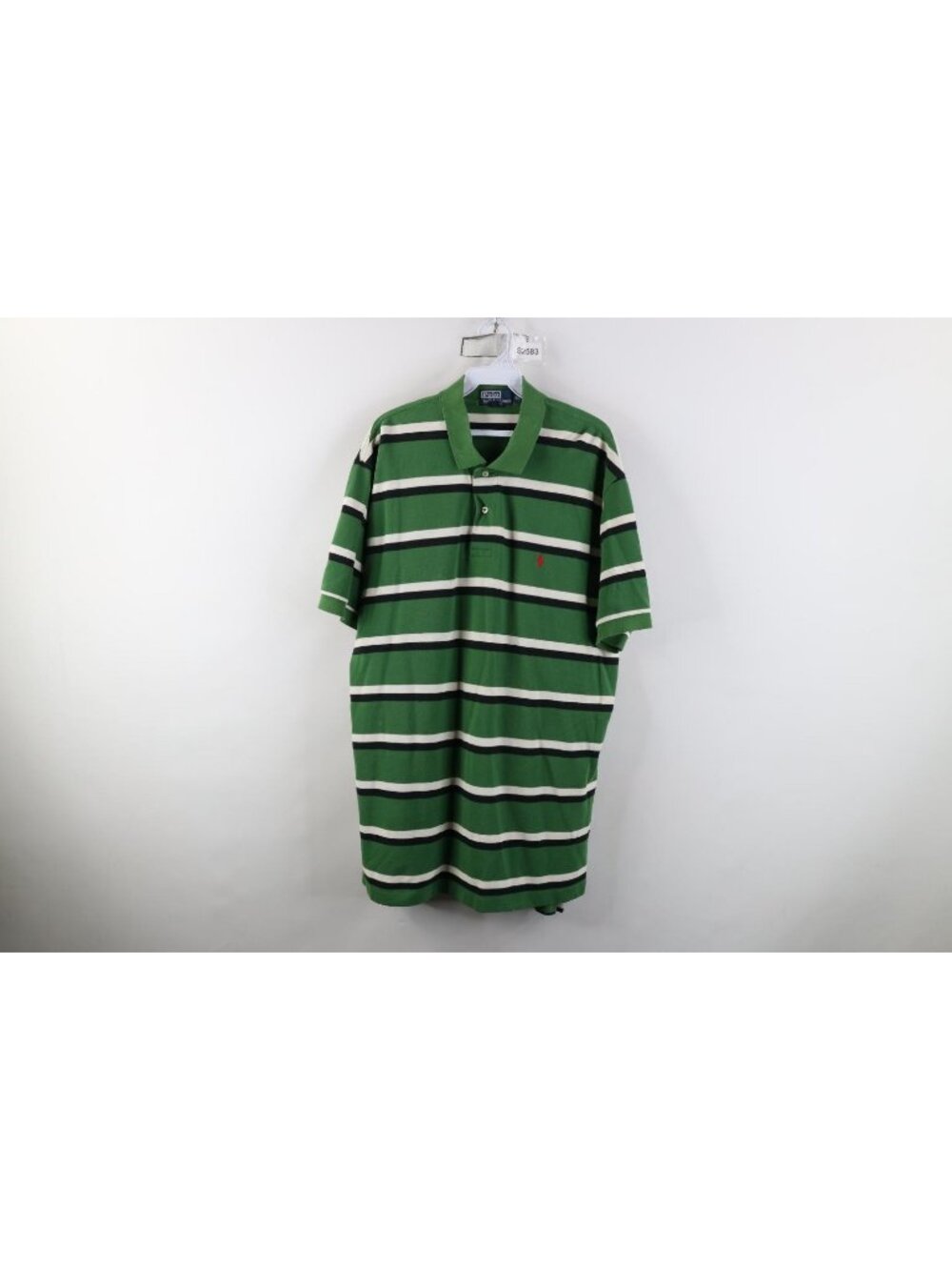 Vintage 90s Ralph Lauren Mens XL Faded Striped Collared Golf Polo Shirt Green